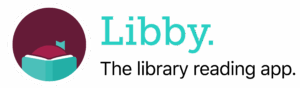 Logo for Libby, the library reading app, with an open book illustration. Logo links to Libby desktop site.