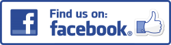 find us on facebook with blue square facebook logo and thumbs up