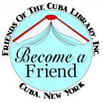 friends of the Cuba library, Inc. open book logo. Become a friend.