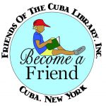 friends of the Cuba library, Inc. child reading logo. Become a friend.