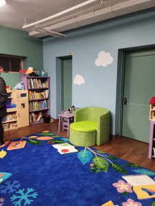 Miss Cherilyn's new "leaf chair" for storytime in the children's room