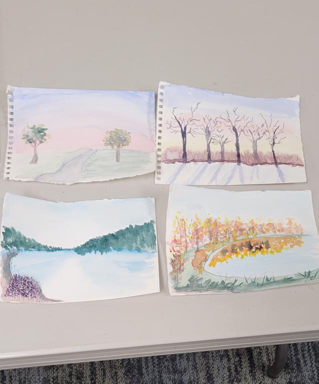 watercolor paintings of seasonal landscapes