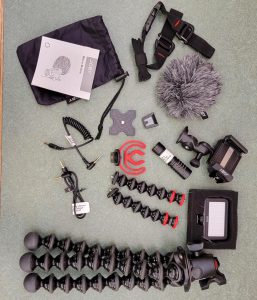 photo of tripod and various attachments