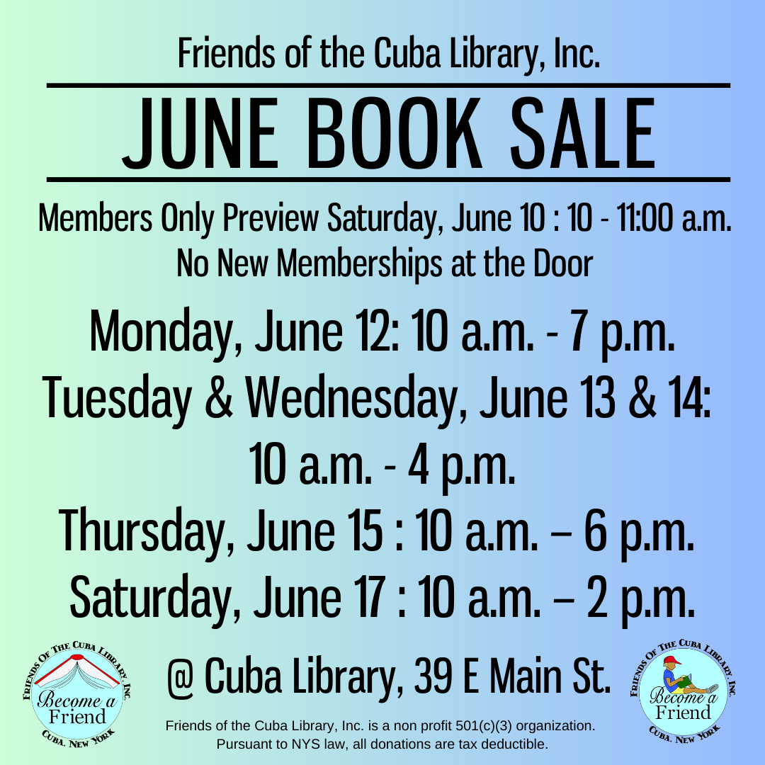 Friends of the Cuba Library, Inc. June Book Sale