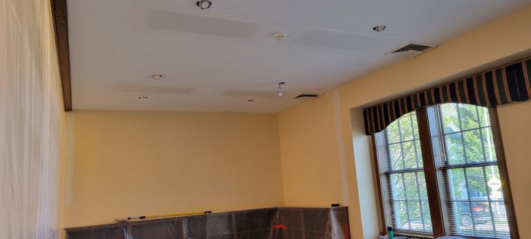ceiling with drywall compound over joints