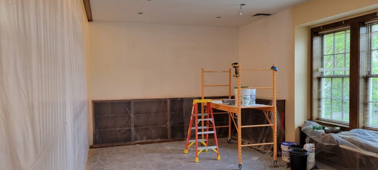 wall with thin coat of drywall compound