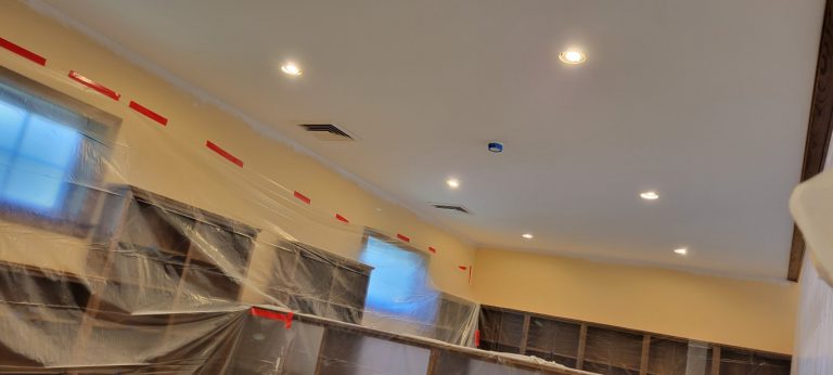 ceiling painted white with LED can lights