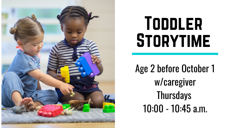 toddler storytime event graphic young children playing with blocks