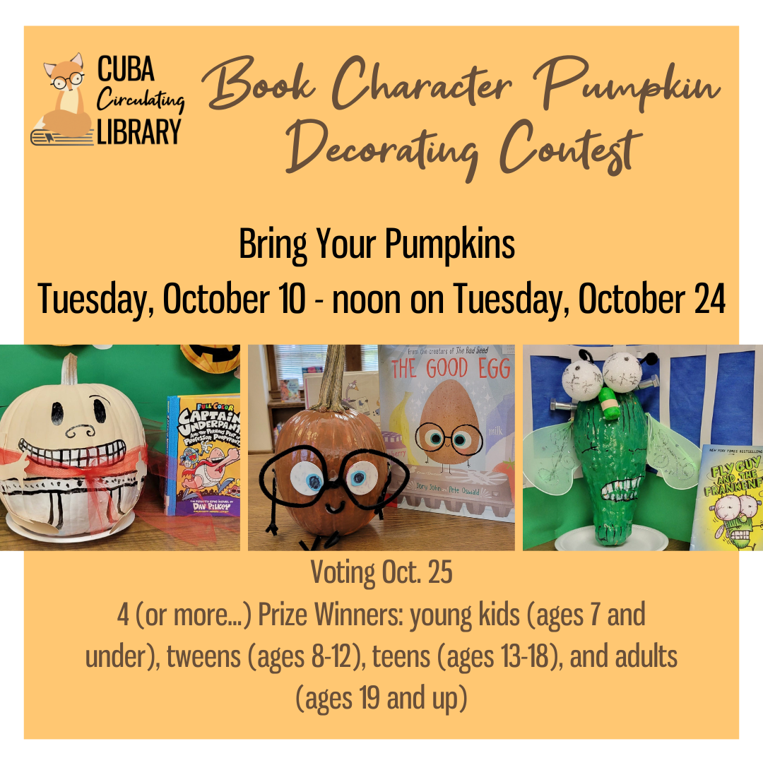 Book Character Pumpkin Decorating Contest