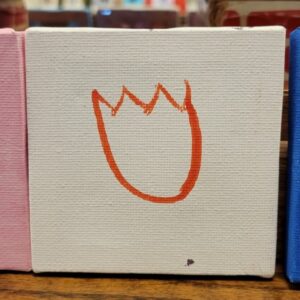 A white canvas with a red outline of a tulip-like shape.