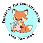 cartoon fox reading logo friends of the Cuba library Inc.