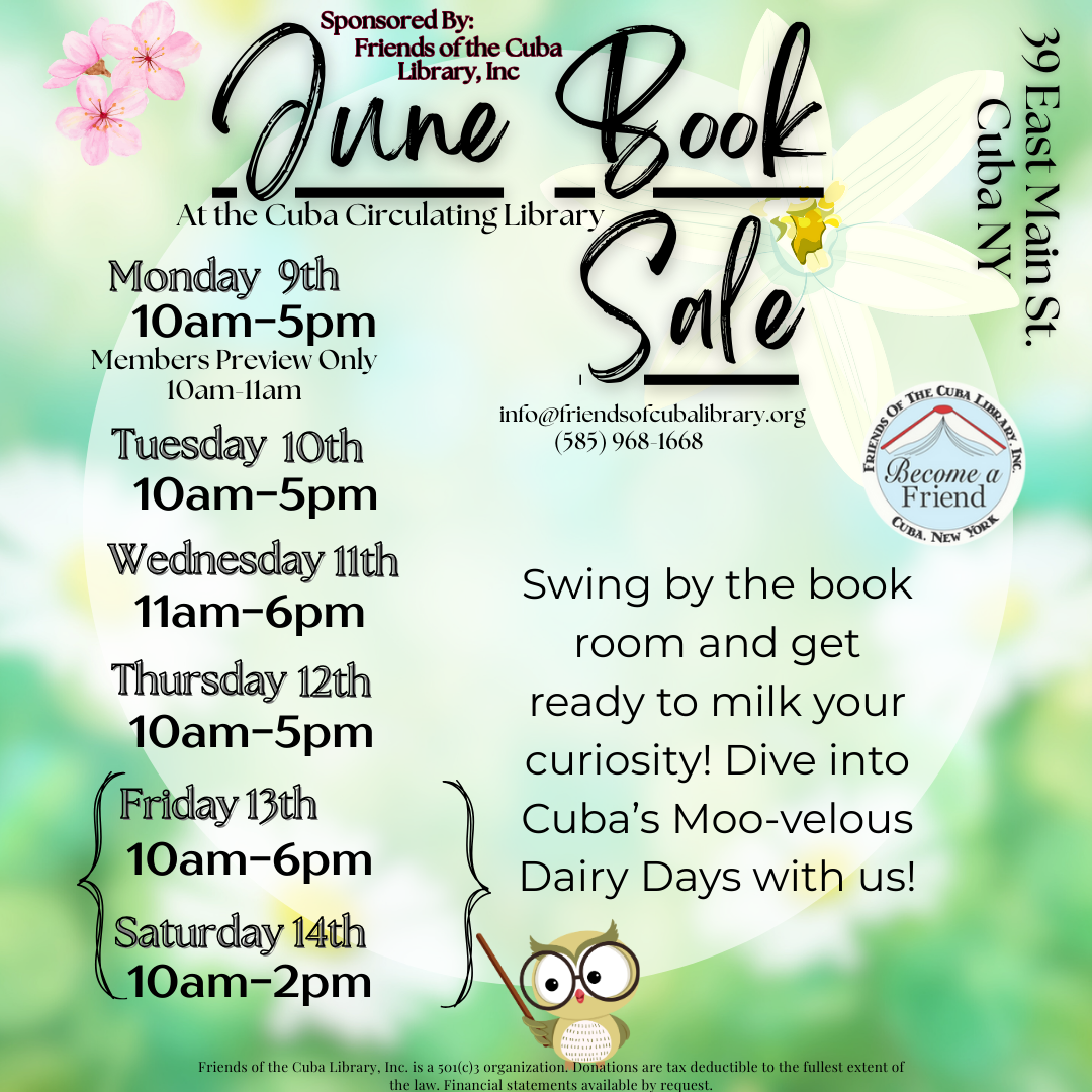Friends of the Cuba Library, Inc. June Book Sale