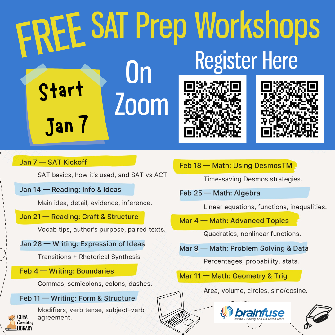 Free SAT prep workshops through Brainfuse