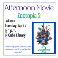 promotional poster for afternoon movie event featuring movie image with animal characters