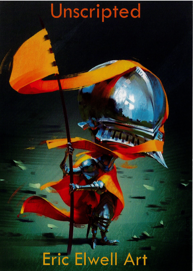 Artist card showing Knight with orange banner and cape against a dark background.